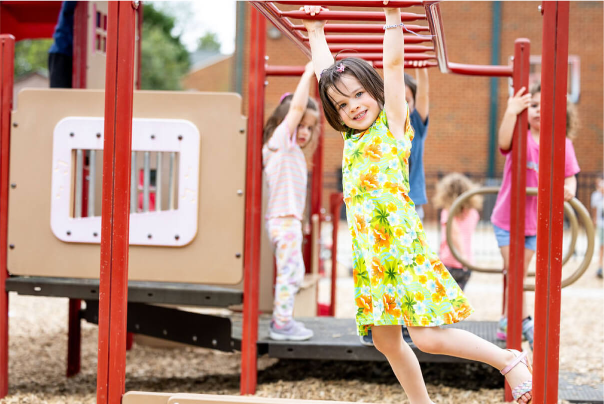 LeafSpring School student on monkey bars